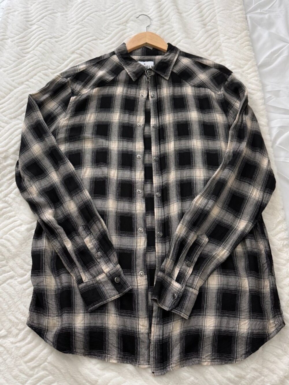 YoungLA Black & Cream Plaid Button-Down